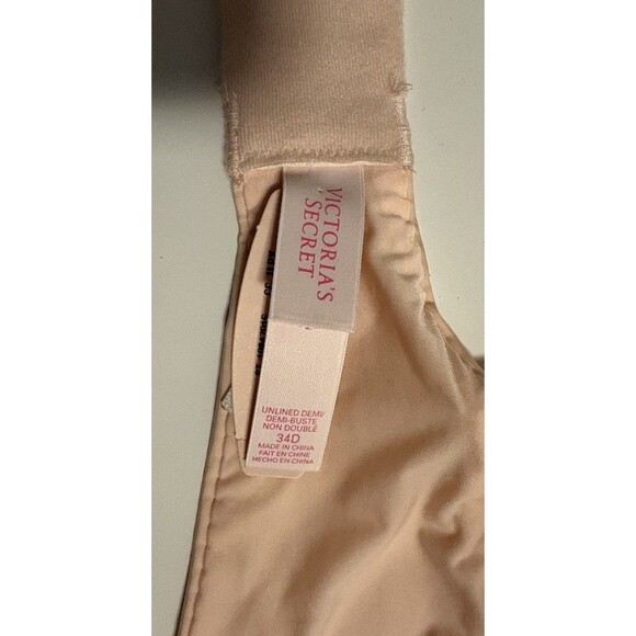 Victoria's Secret Peach Floral Lace Underwire Unlined Demi Bra Size 34D NWT - Picture 14 of 16